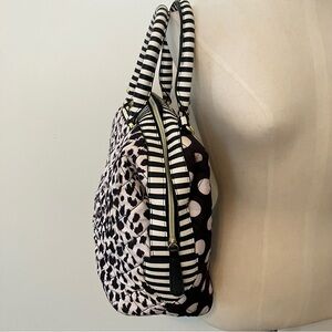 Betsey Johnson Black White Leopard Polka Dot Small Shoulder  Satchel Purse 90s